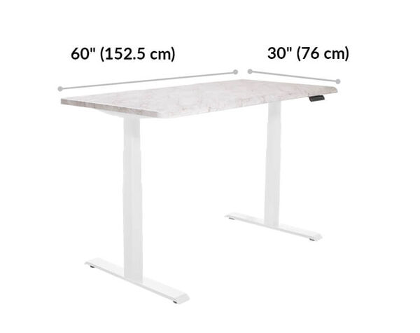 Electric Standing Desk with ComfortEdge&trade; 60x30 walnut is 48 inches wide and 30 inches deep