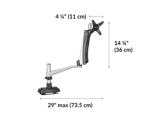 Dual Monitor Arm can extend out up to 29 inches