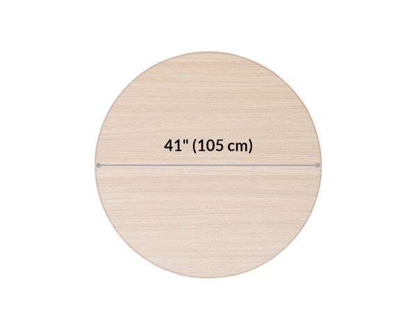 standing round table has a diameter of forty one inches