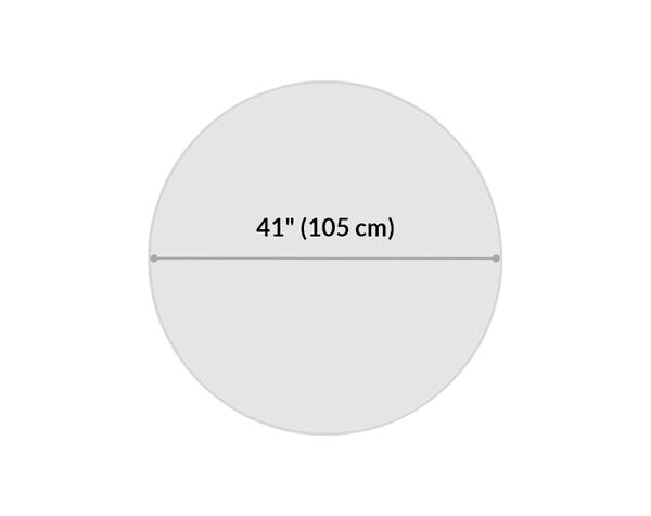 standing round table has a diameter of forty one inches