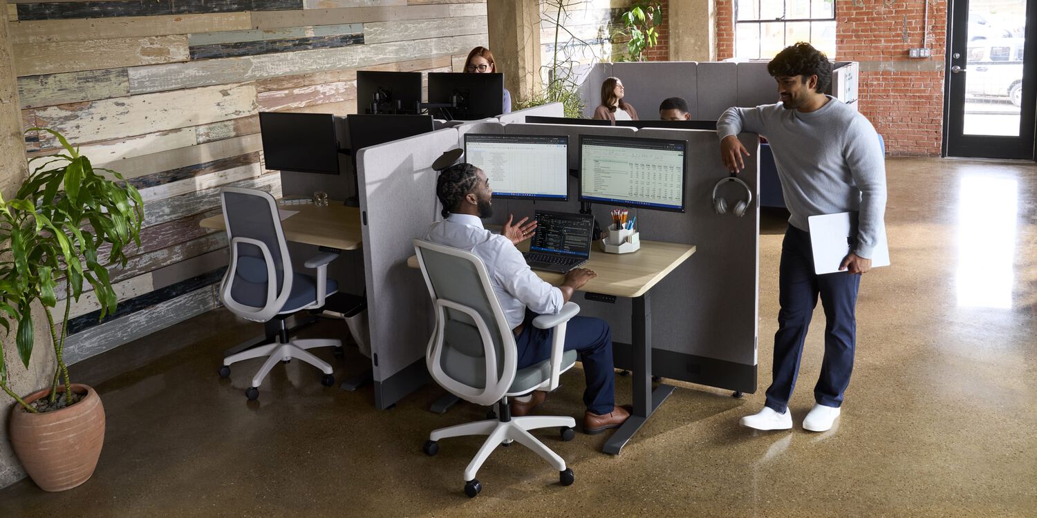 view of a cubicle workspace