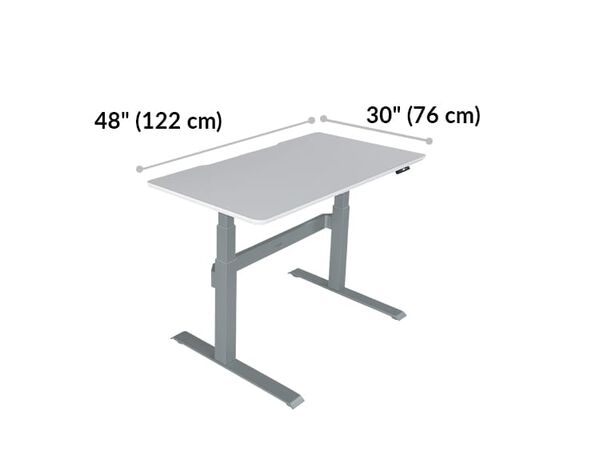 Vari electric standing desk 48x30 tabletop is 60 inches wide and 30 inches long