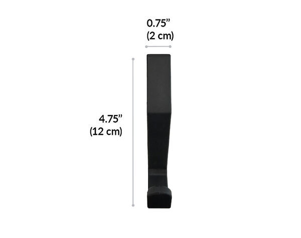 vari desk hook is four and three quarter inches tall from base to top of hook