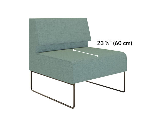 armless seat seat depth is 23 and a half inches