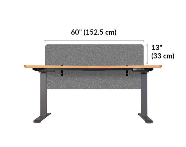 vari felt panel is 60 inches wide and sits 13 inches above desk when mounted
