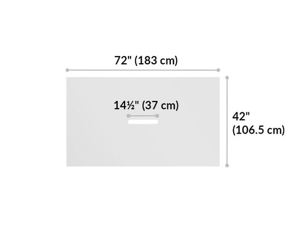 vari conference table is 72 inches wide and 42 inches long