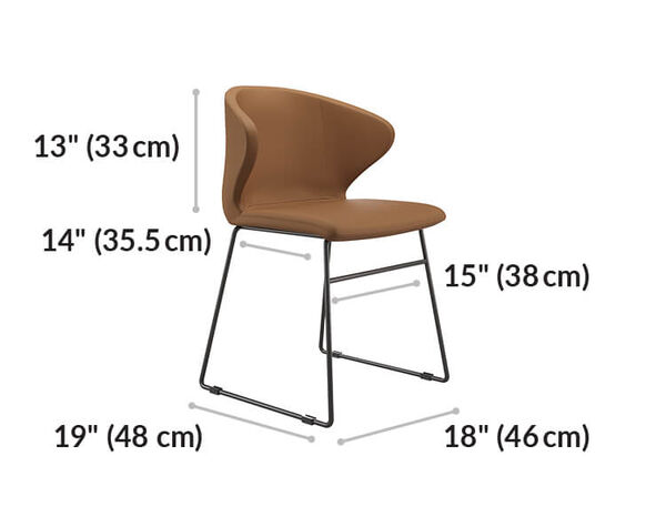 Side view of the Side Chair and it has a seat back height of 13 inches.
