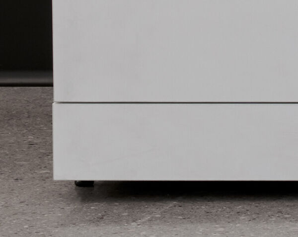 closeup view of leveling pad of executive file cabinet 