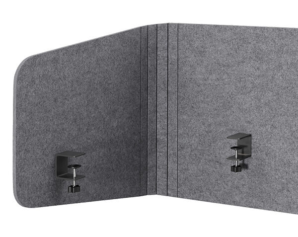 close up of the inside corner of the felt privacy desk surround 