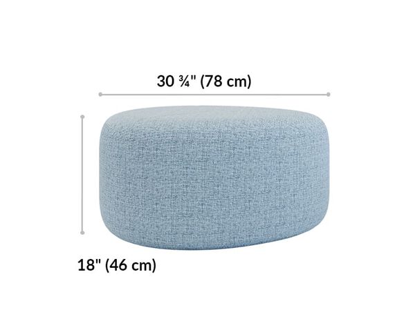 small ottoman is 30 and 3 quarter inches long and 18 inches tall