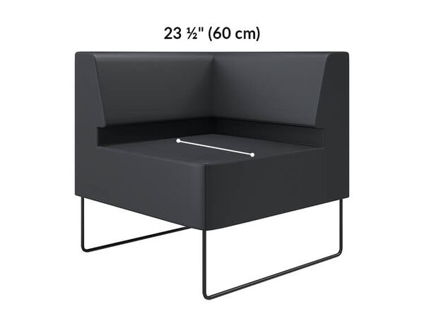 corner seat has a 23 and a half inches seat depth