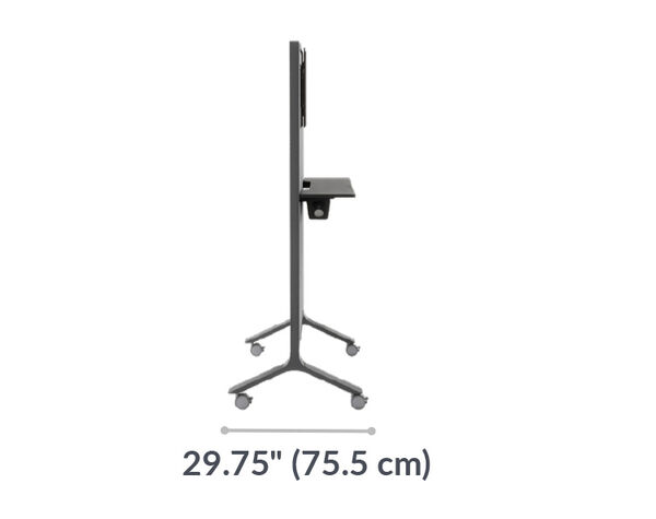 mobile media station depth of casters from front to back is 29 and 3 quarters deep
