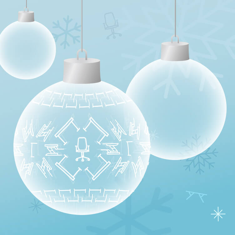 holiday ornaments with standing desks on the ornaments