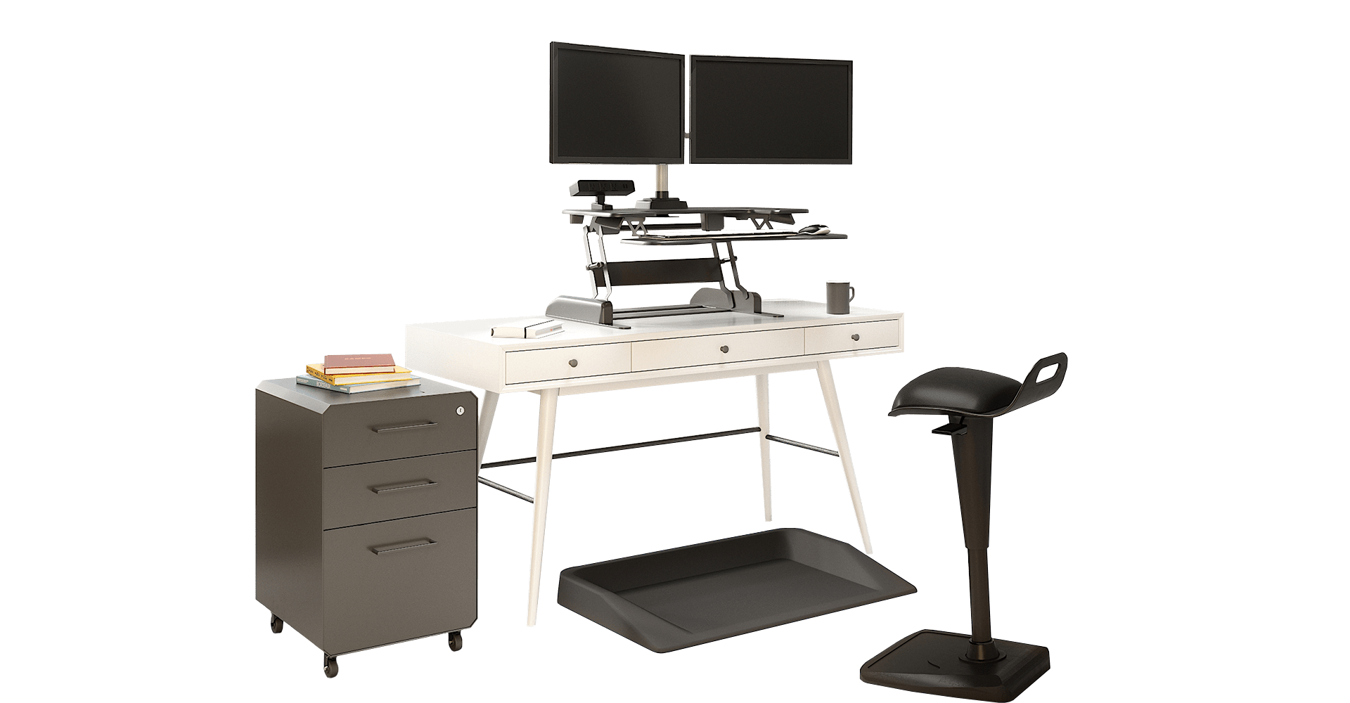 open office space with desktop converters