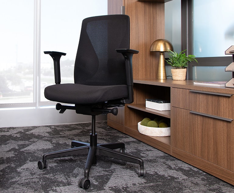 private office space with a vari tempurpedic chair