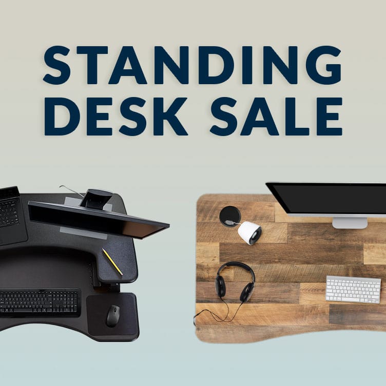 standing desk sale with an overhead view of a converter and standing desk