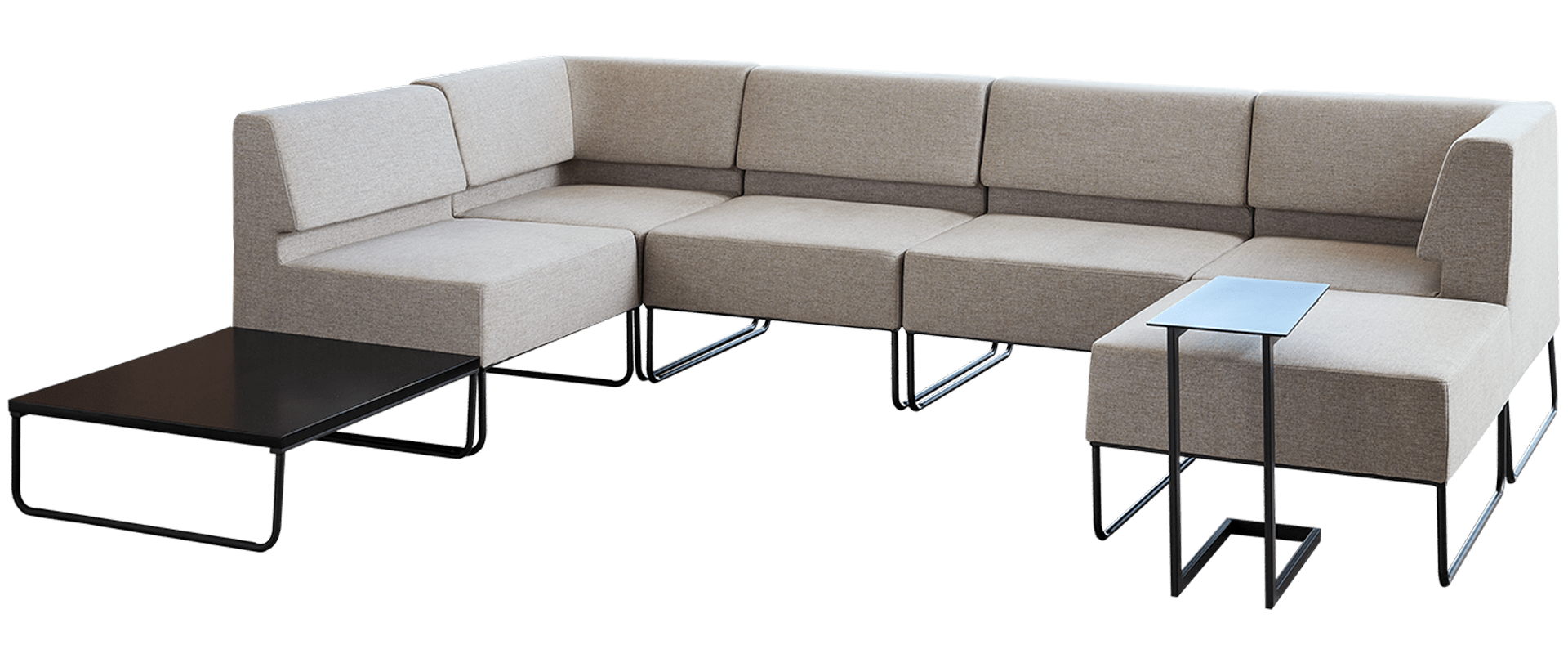 sectional sofa with various tables