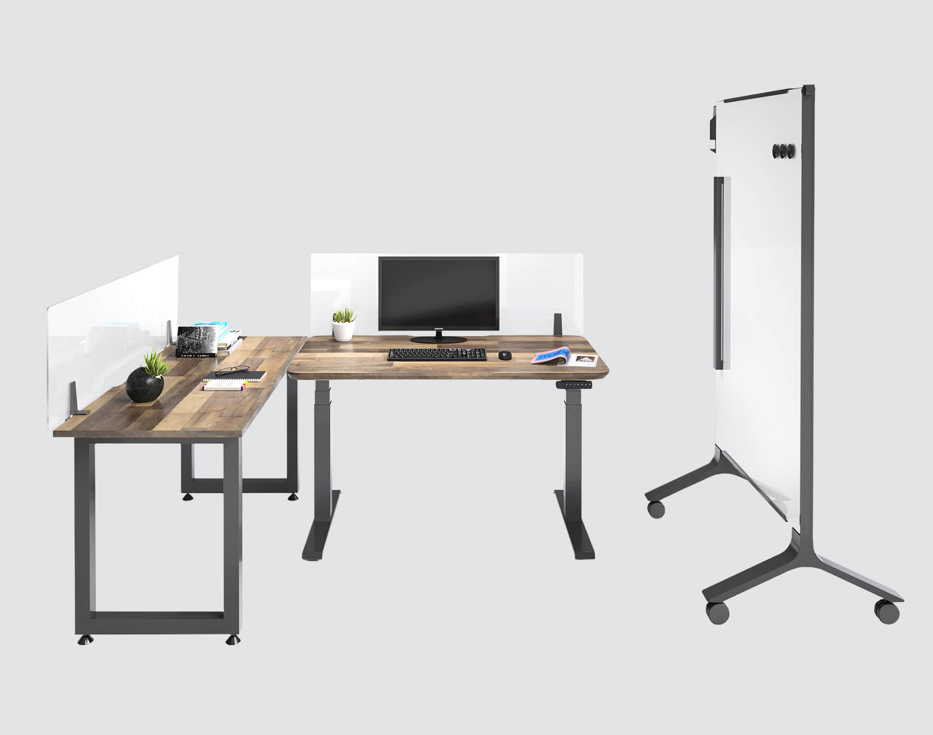 open office space with desktop converters
