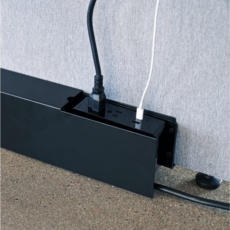 quickflex cubes wall panel with power installed and plugged in with hardware
