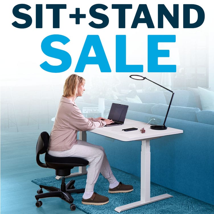 sit stand sale fifty percent off office chairs with ESD purchase