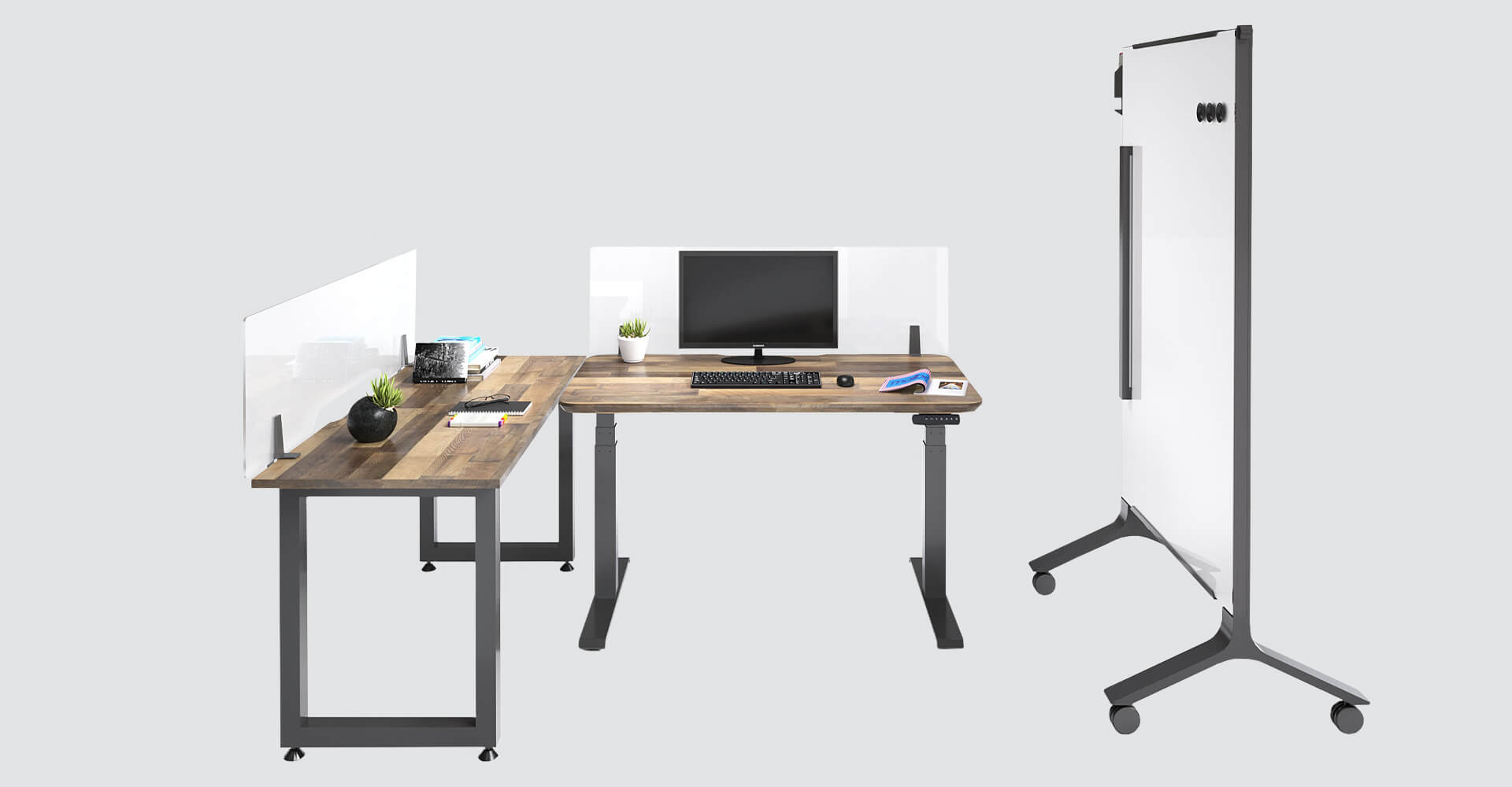 socially distanced personal workstation made with vari products