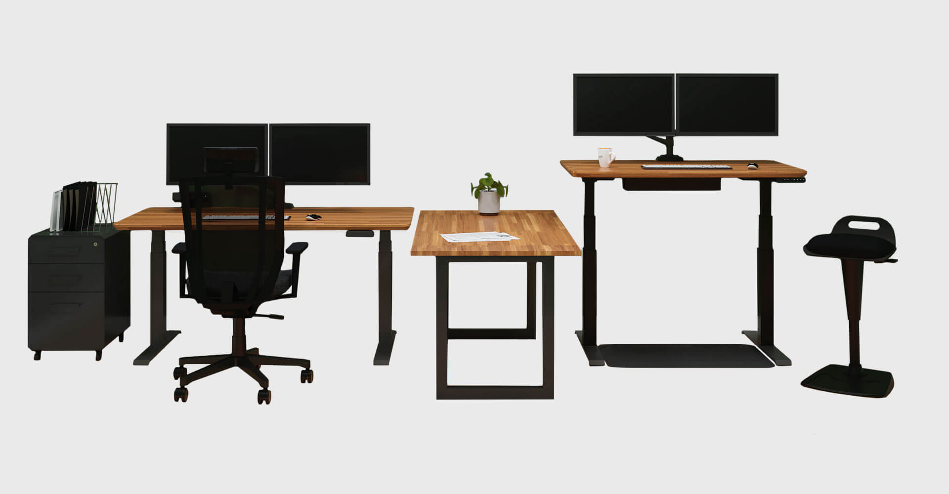 open office space with desktop converters