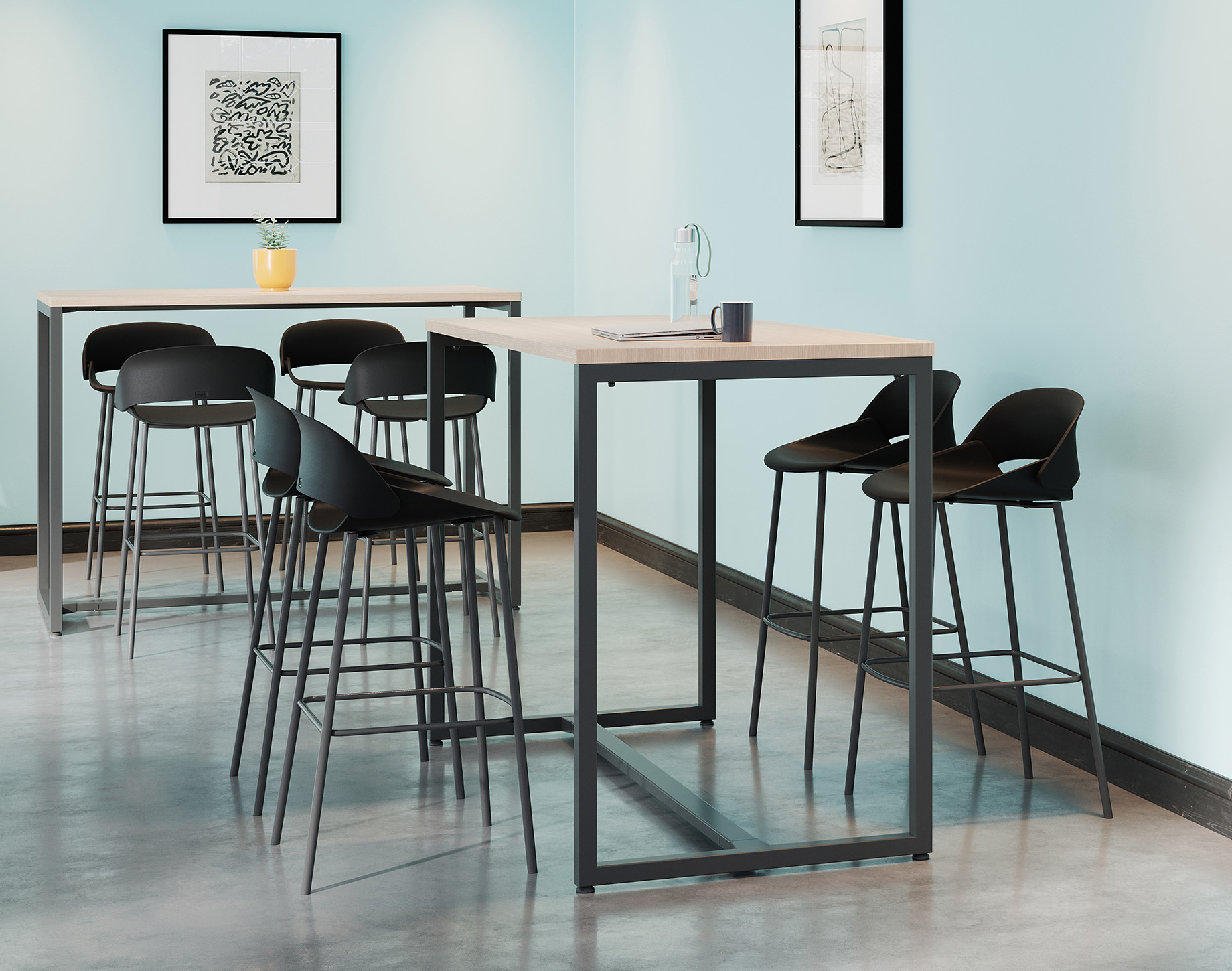 vari Essential Desk 48x24 Four Leg desk in home office setting