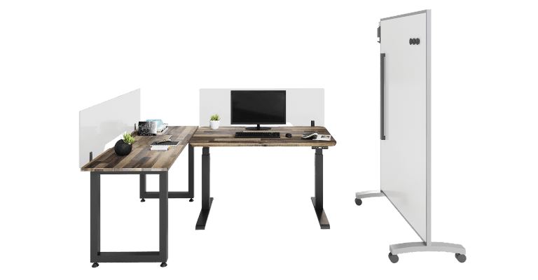 socially distanced personal workstation made with vari products