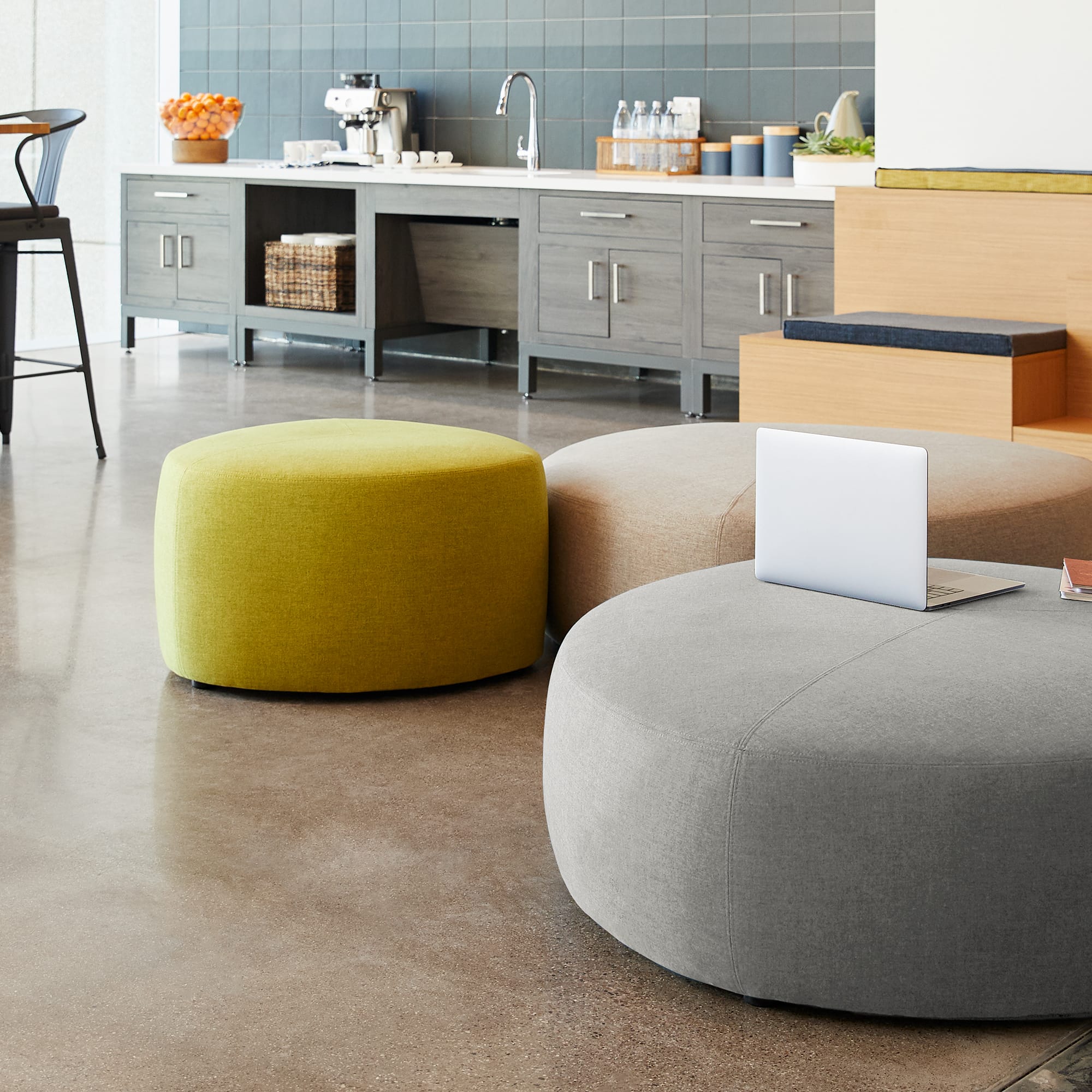 Small green store ottoman