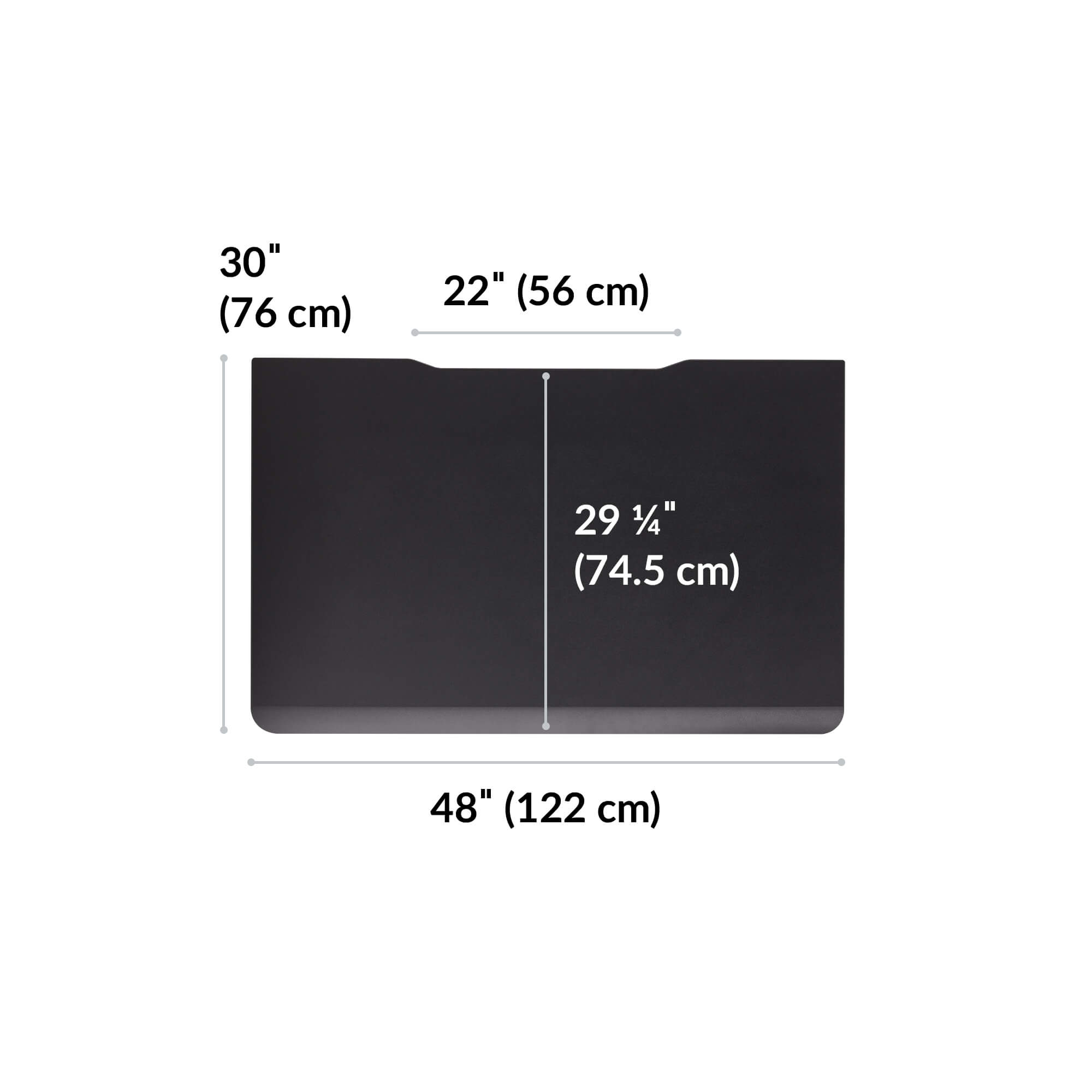 overhead view of standing desktop that is thirty inches deep and forty eight inches wide image number null