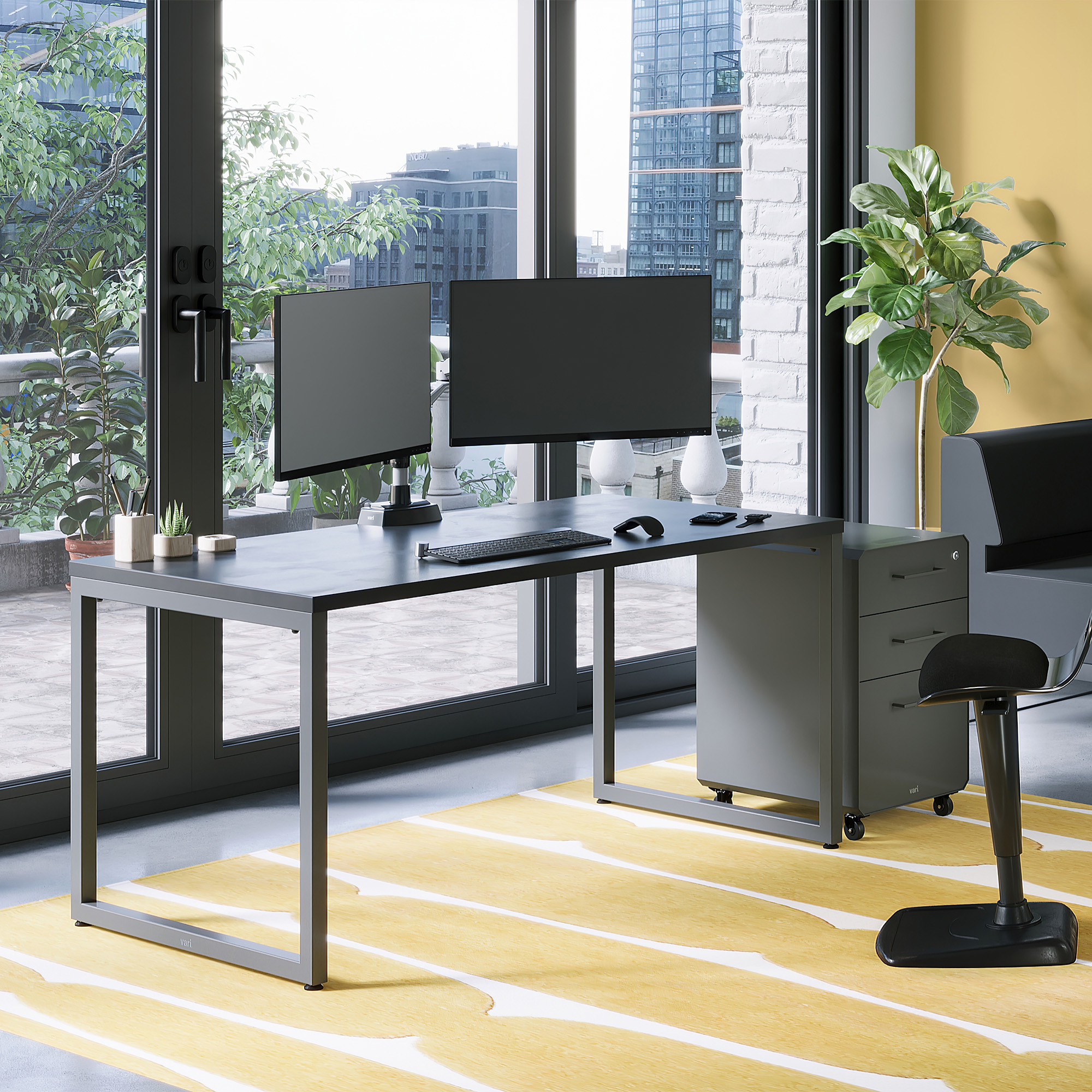 MULTI LOW TABLE-F 115cm x 60cm オールブラック Table 60x30 | Office Desks | Vari®