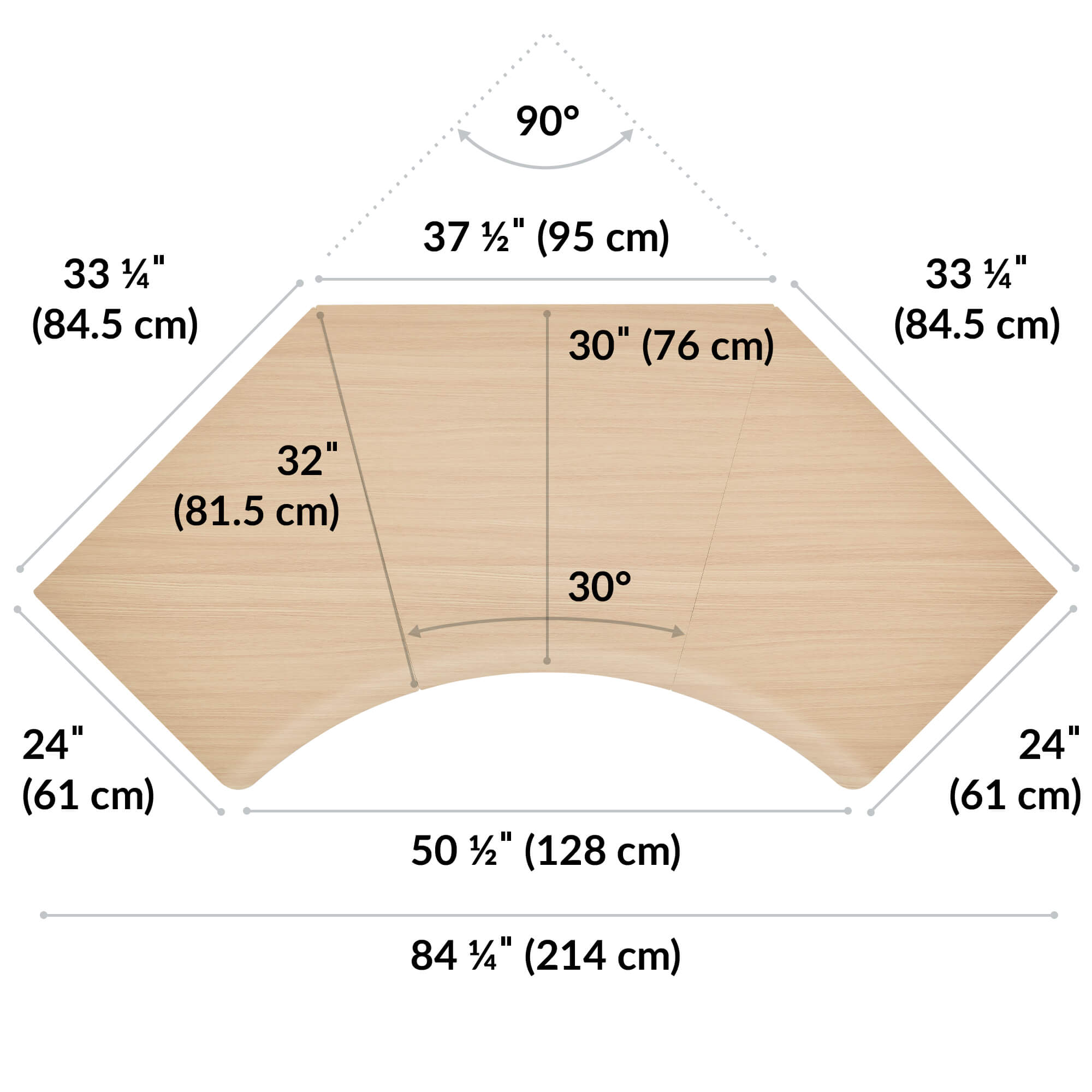 overhead view of standing desktop that is eighty four inches wide and thirty two inches deep image number null