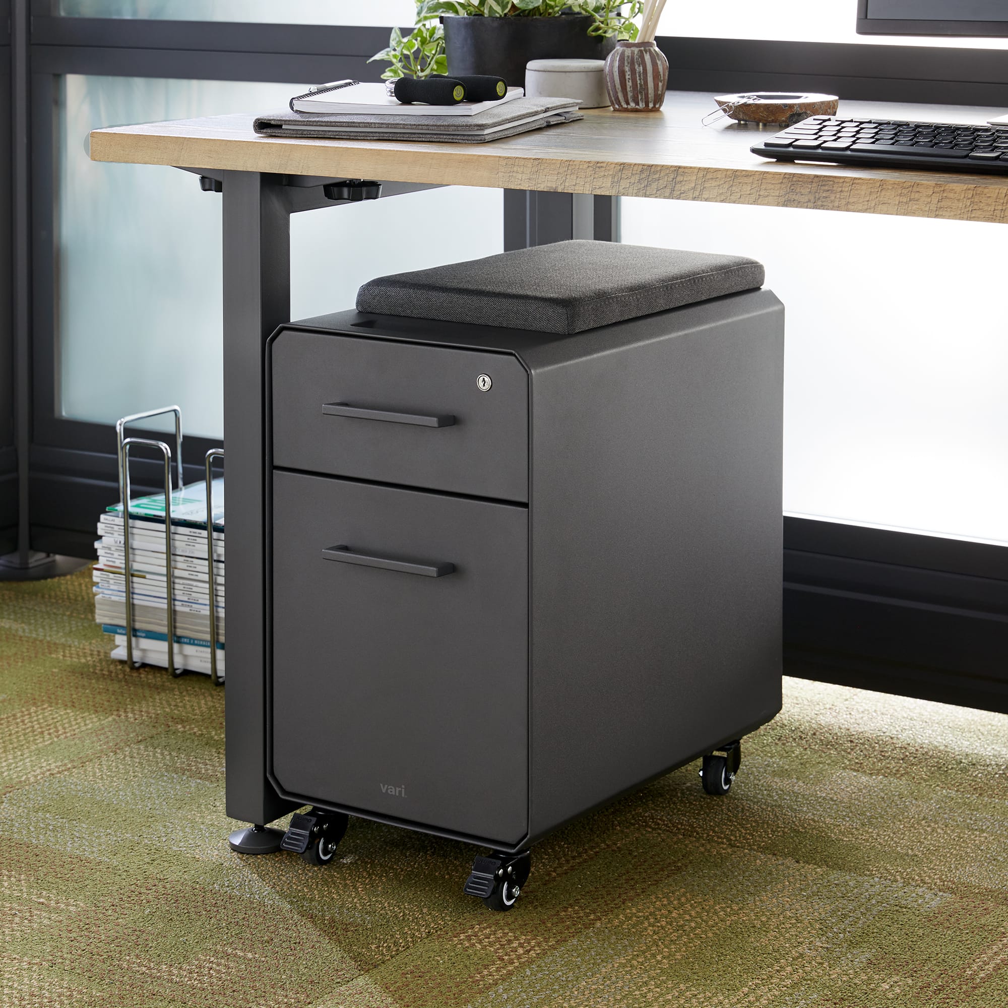 Office Filing Cabinet with 5 Drawers Under Desk Storage Unit with Castors White 