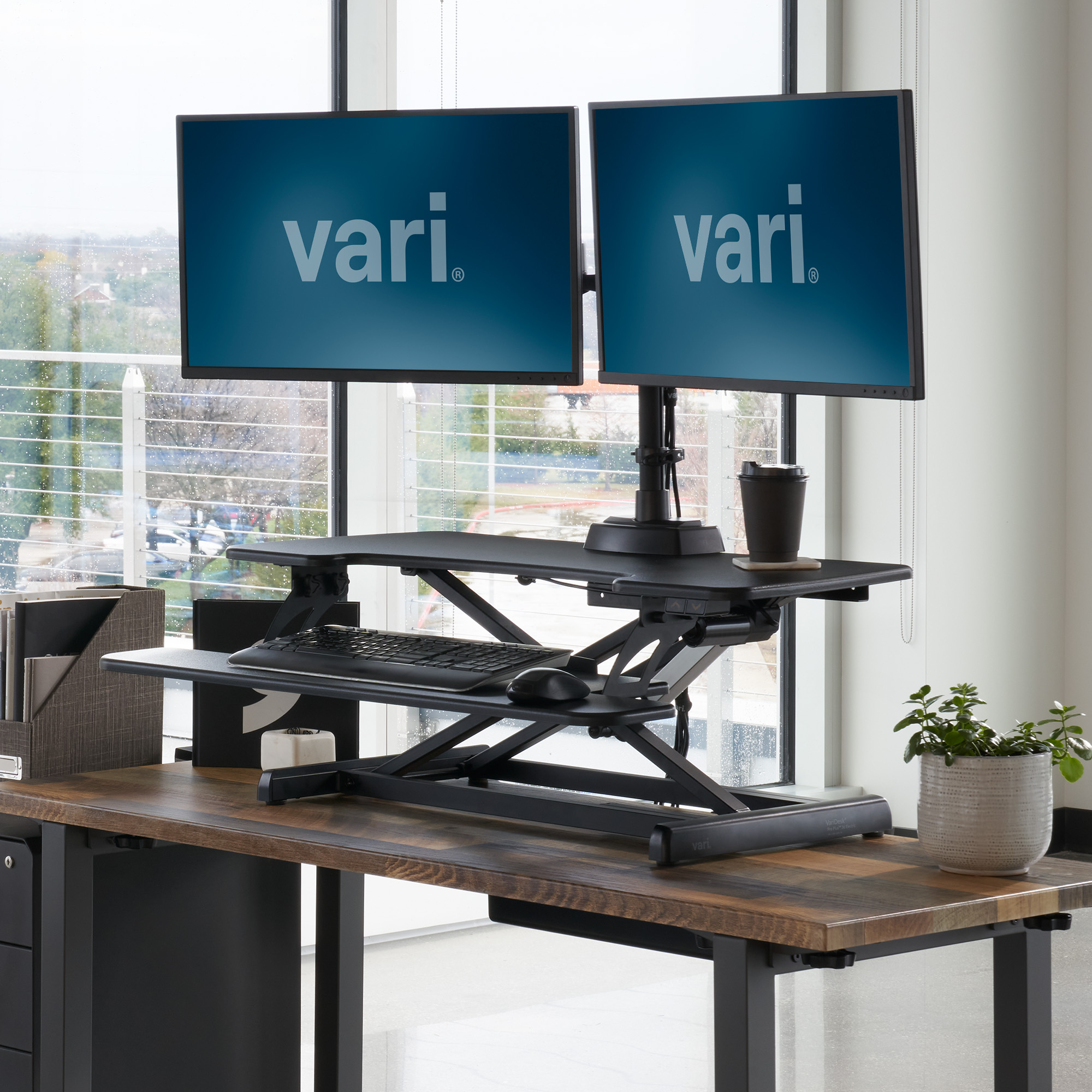 Vari VariDesk Pro Plus 36 - Adjustable Desk Converter with 11 Height  Settings - Laptop Sit Stand Desk Riser for Table Tops and Home Office-  Fully