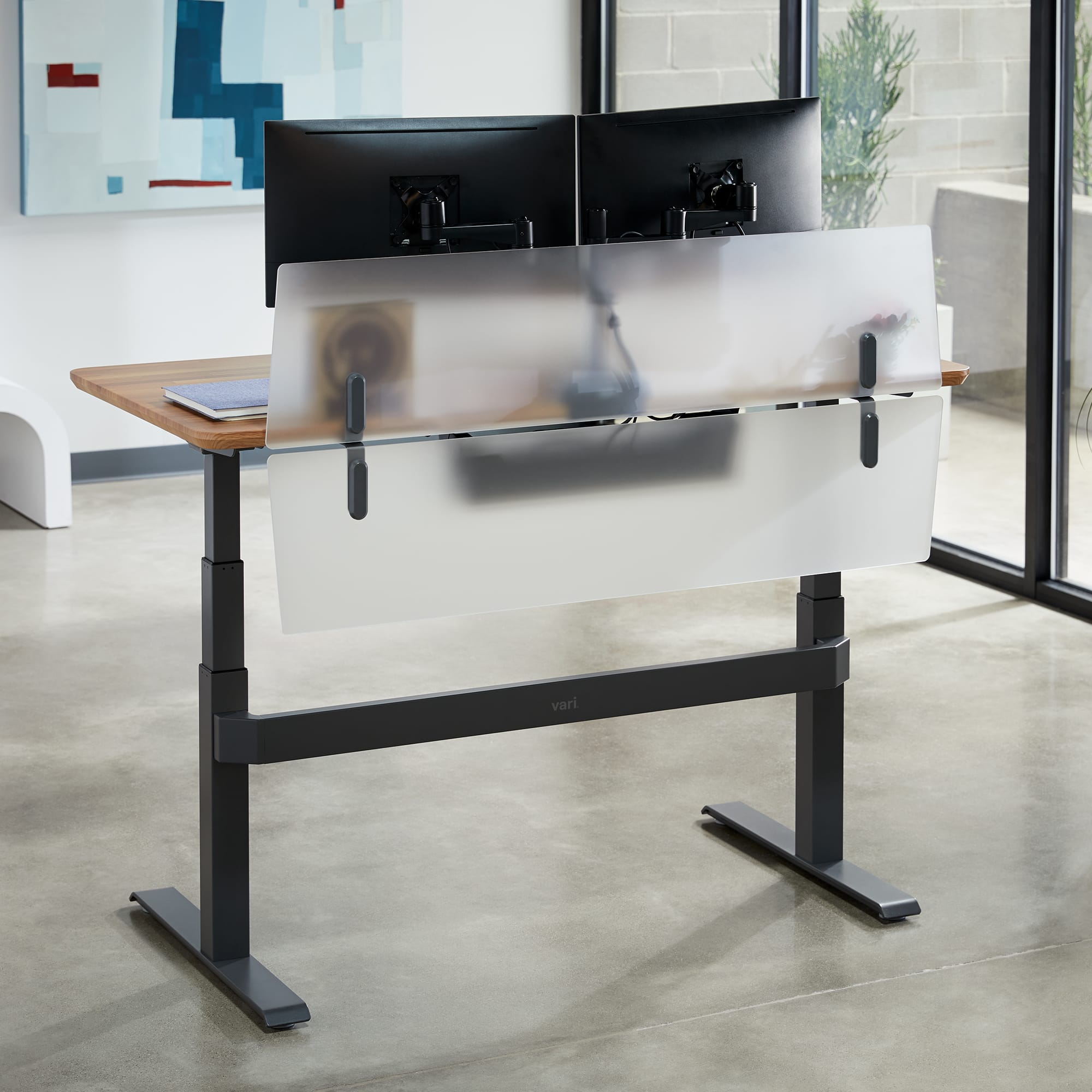 Acrylic Modesty Panel 60 Electric Standing Desk Partition Vari
