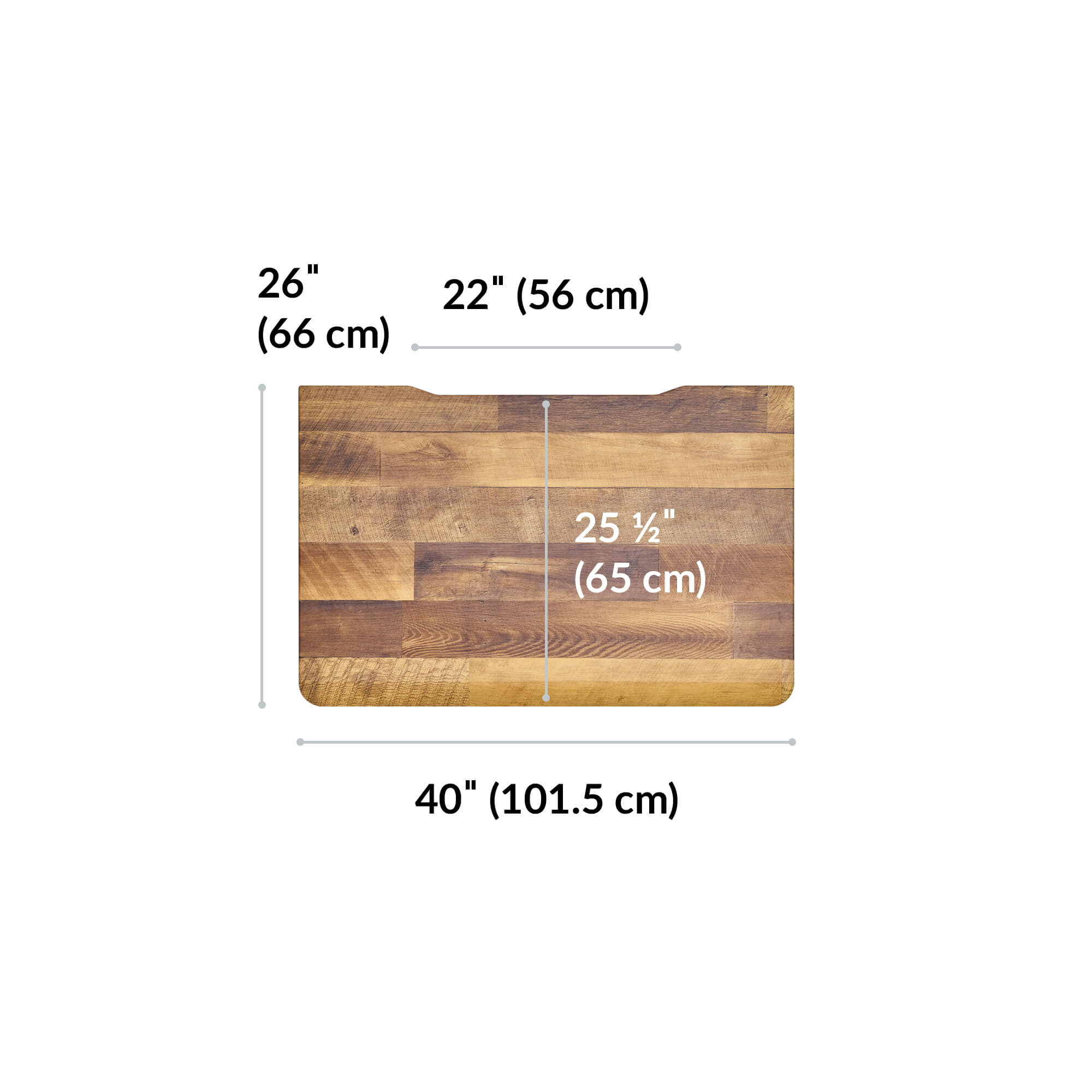 overhead view of standing desktop that is twenty six inches deep and forty inches wide image number null