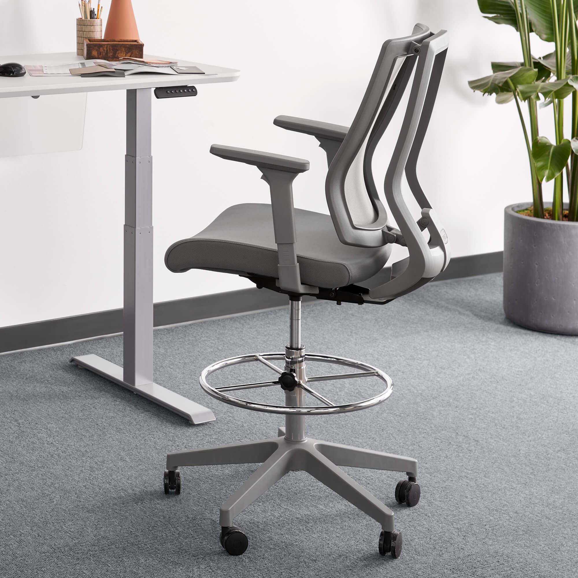 Grey shop drafting chair