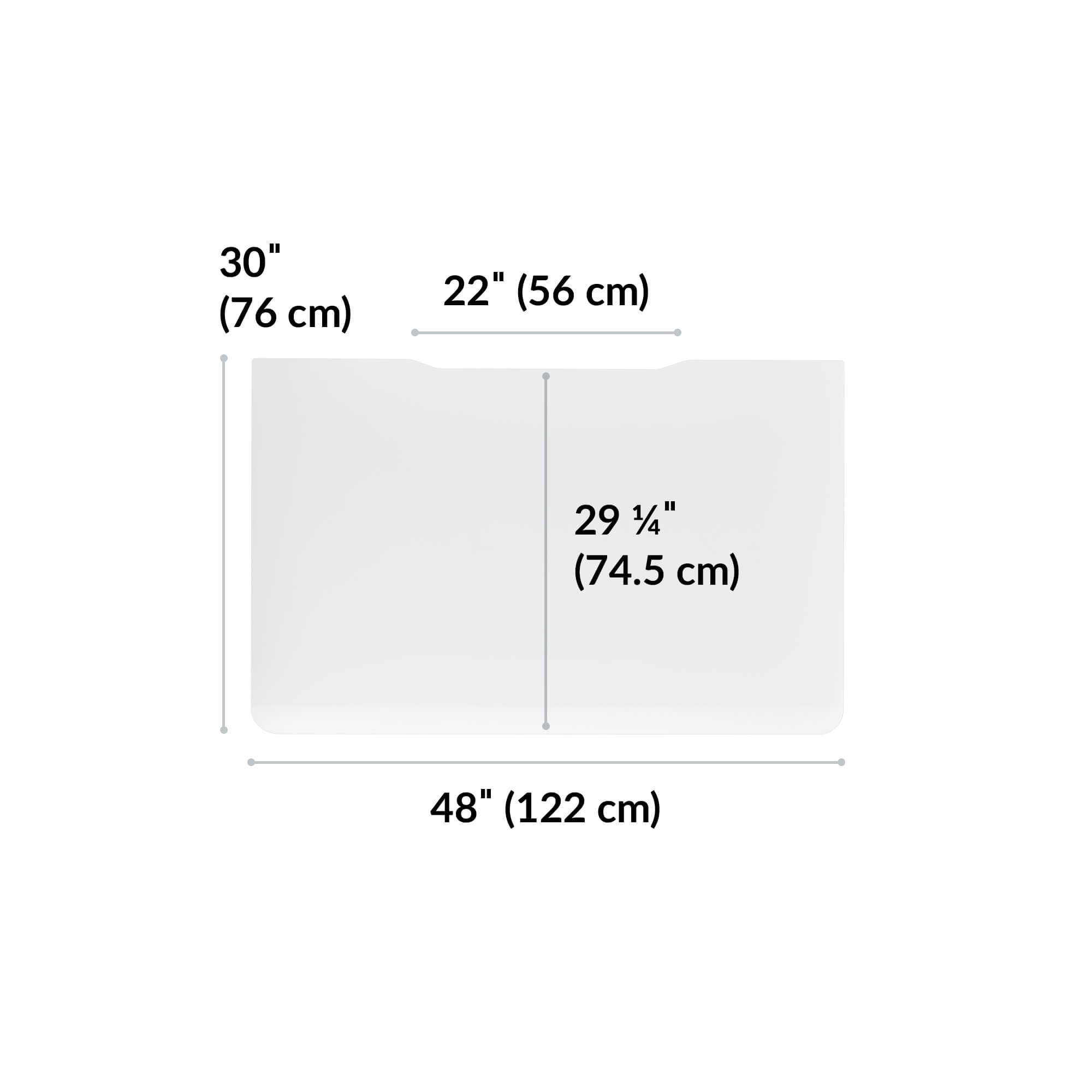 overhead view of standing desktop that is thirty inches deep and forty eight inches wide image number null
