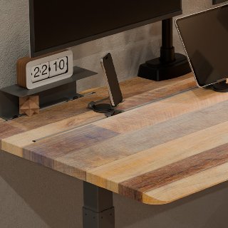 close up on desk with tracks installed